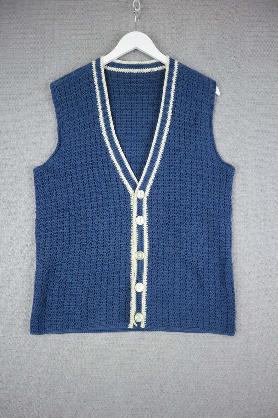 Vintage Knit Vest Blue 1990s Archive Cottagecore